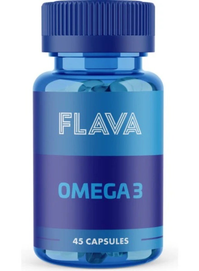 FlavaNaturals Flava Omega 3 High Potency Fish Oil Supplement, 600mg EPA+DHA, 45 Softgel Capsules - Image 1